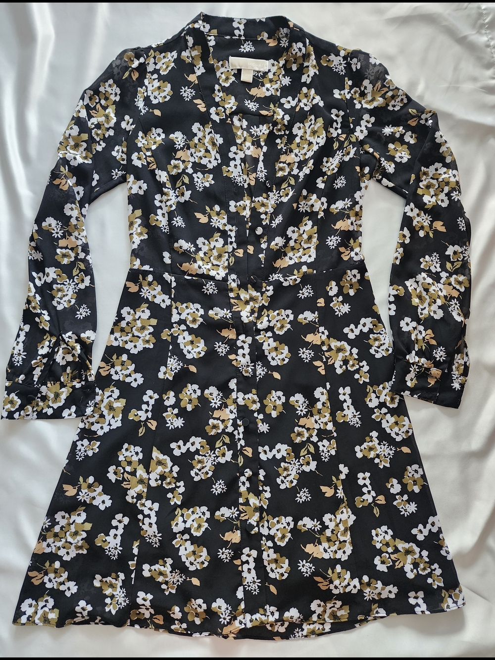 Michael Michael Kors Floral Georgette Shirt Dress Size XS